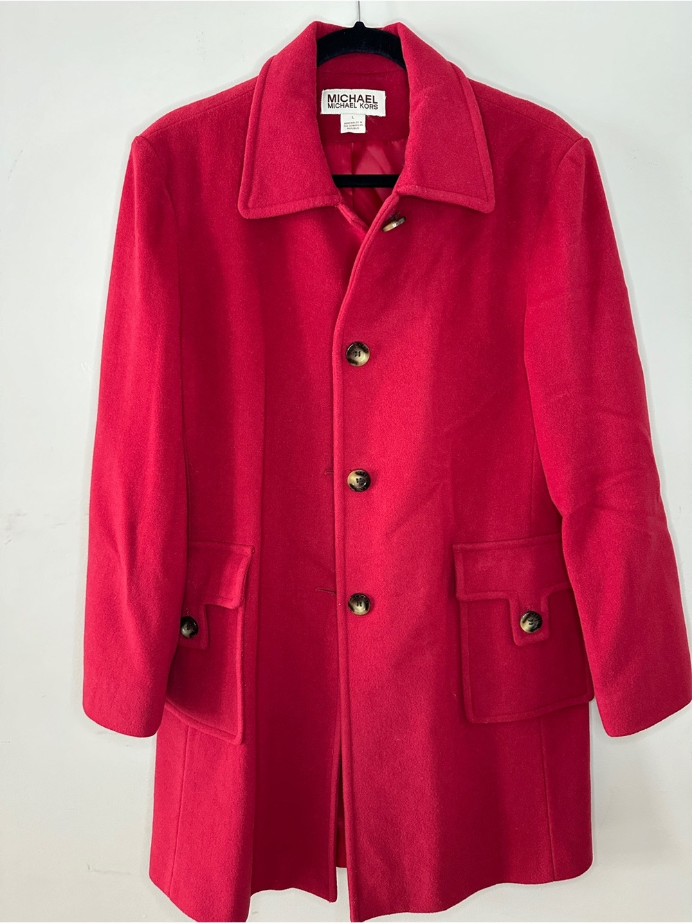 MICHAEL Michael Kors Women's Size L Red Wool Blend Pea Coat